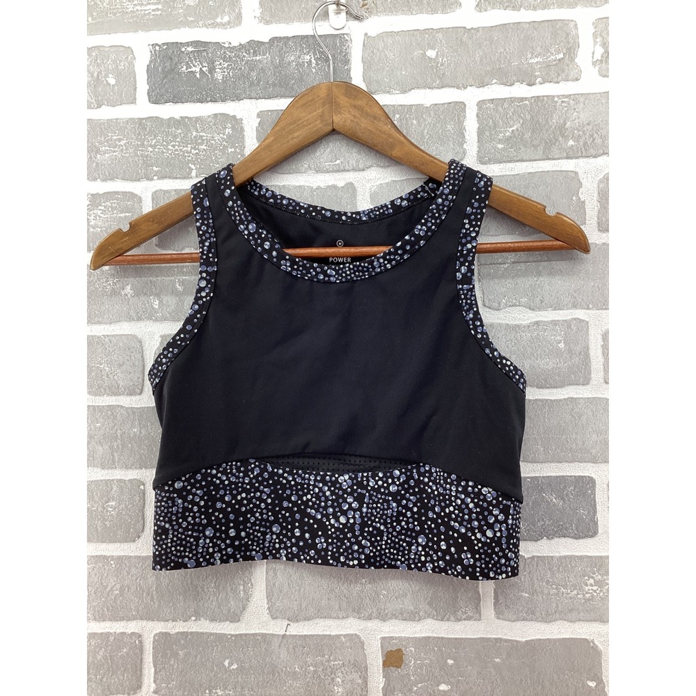 Sweaty Betty Power Workout Crop Top Black Polka Dot Racerback SB6417A Medium